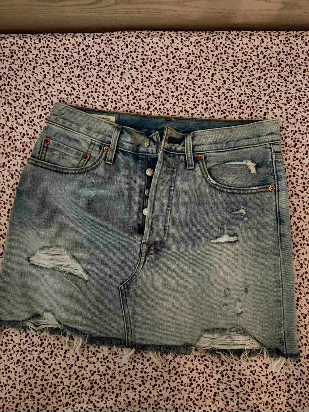 Levi’s Light Wash Distressed Denim Mini Skirt - Women
